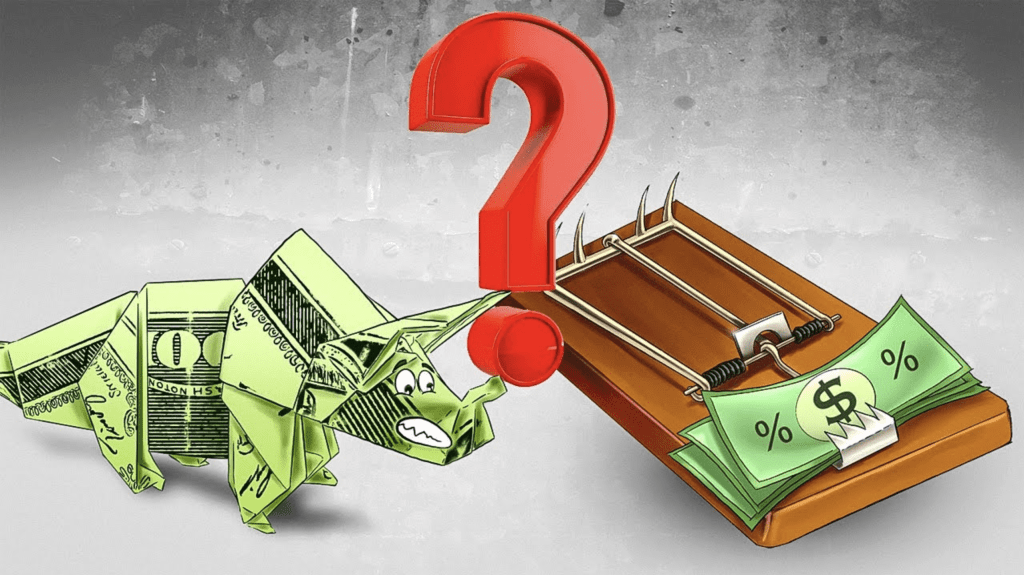 Ideal Dividend Yield thumbnail with dinosaur made from cash and mousetrap with cash on it.