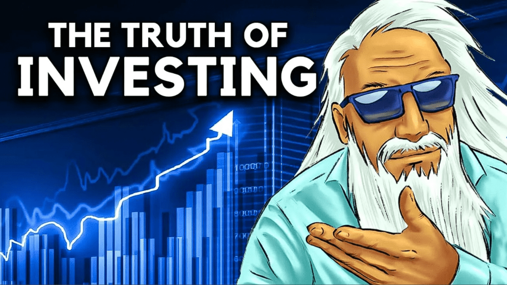 Investing Truths thumbnail with man showing a blue bar and line chart