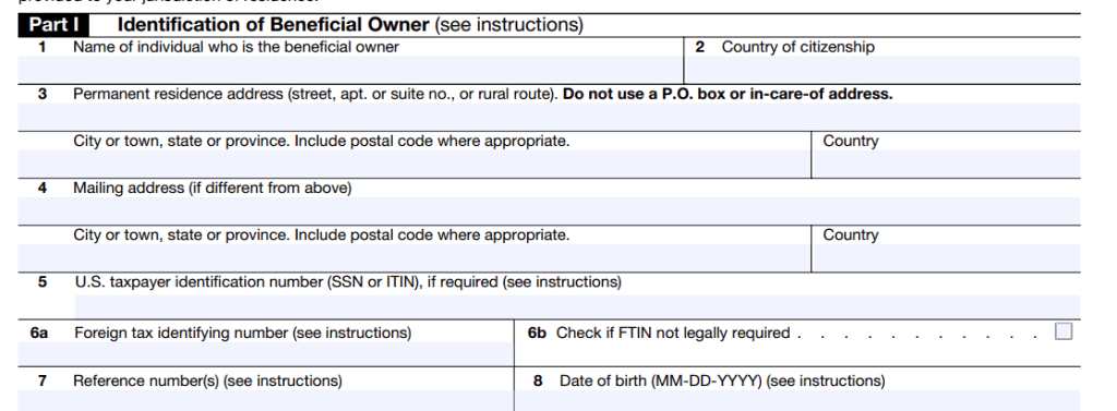 W-8BEN FORM 1