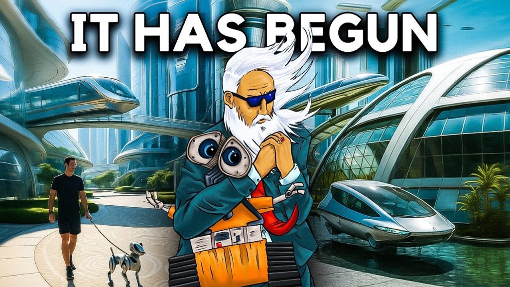 Build Your Own UBI thumbnail with man hugging a robot on a futuristic background