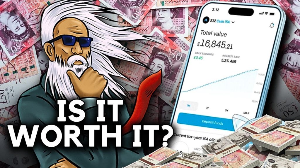 Cash ISA alternatives thumbnail with man thinking while looking at the smartphone beside him