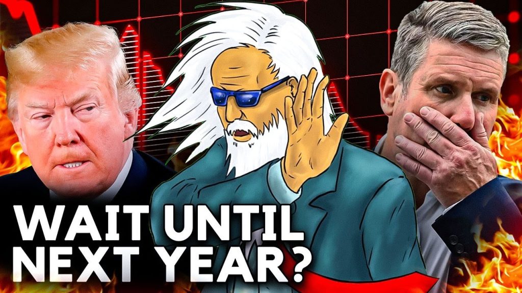Time in the market thumbnail, with 3 man reacting "no" and a text saying "Wait Until Next Year?"