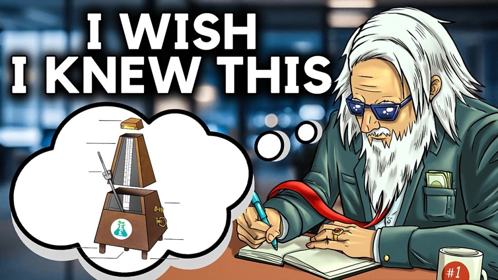 metronome portfolio solves thumbnail with a mang writing on his note book with a metronome beside hi,