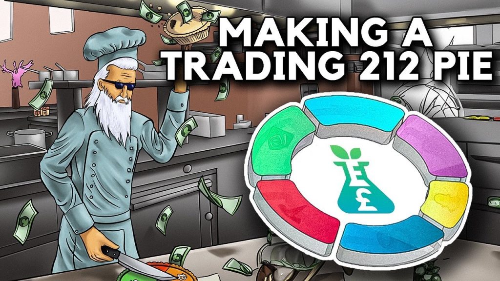 create a pie in Trading 212 thumbnail with a man cooking and a portfolio beside it